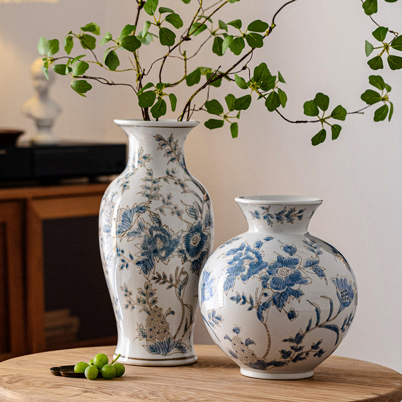 Luxury Gilded Chinoiserie Vase | Blue & White Porcelain Decor 2