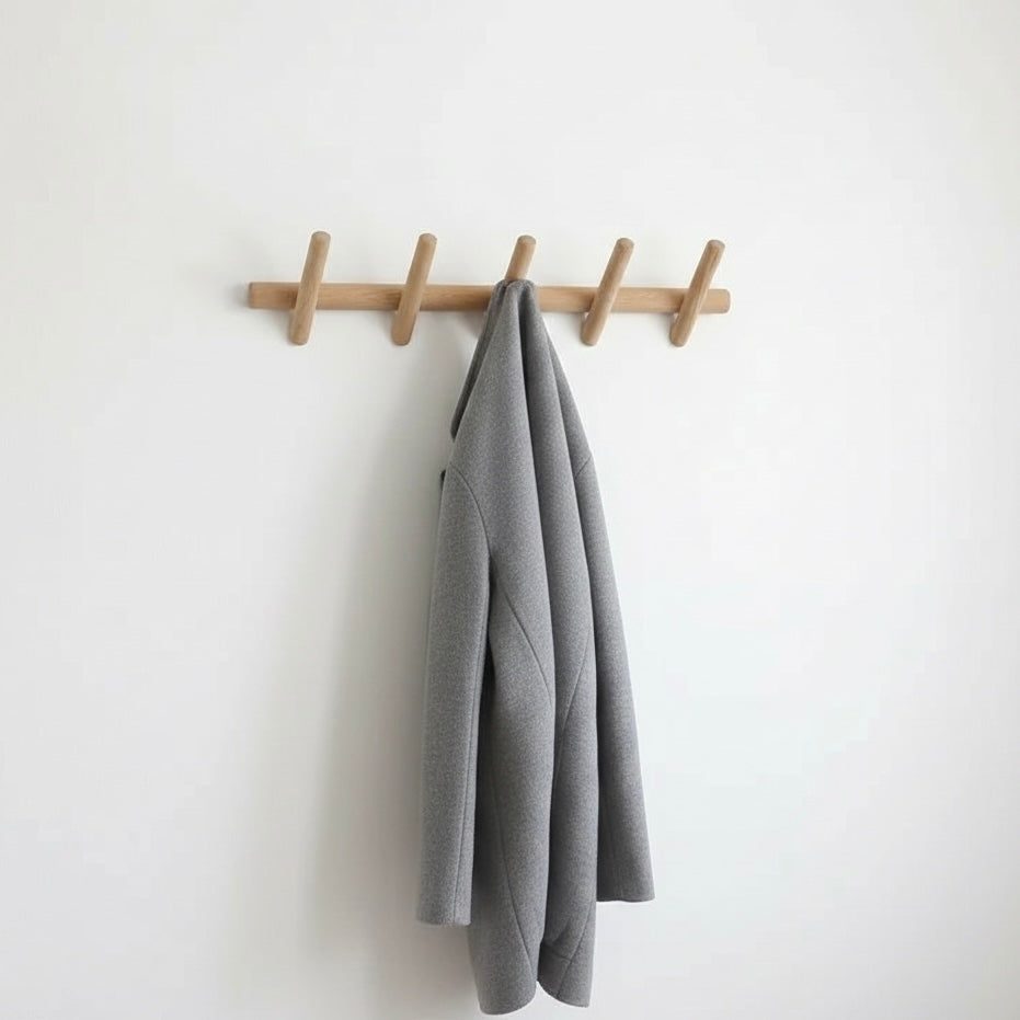 Maeve | Wall-Mounted Oak Coat & Hat Rack (5 Hooks) 0