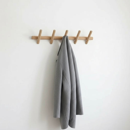 Maeve | Wall-Mounted Oak Coat & Hat Rack (5 Hooks) 0