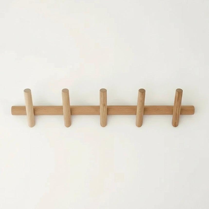 Maeve | Wall-Mounted Oak Coat & Hat Rack (5 Hooks) 1