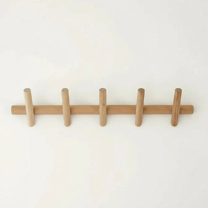 Maeve | Wall-Mounted Oak Coat & Hat Rack (5 Hooks) 1