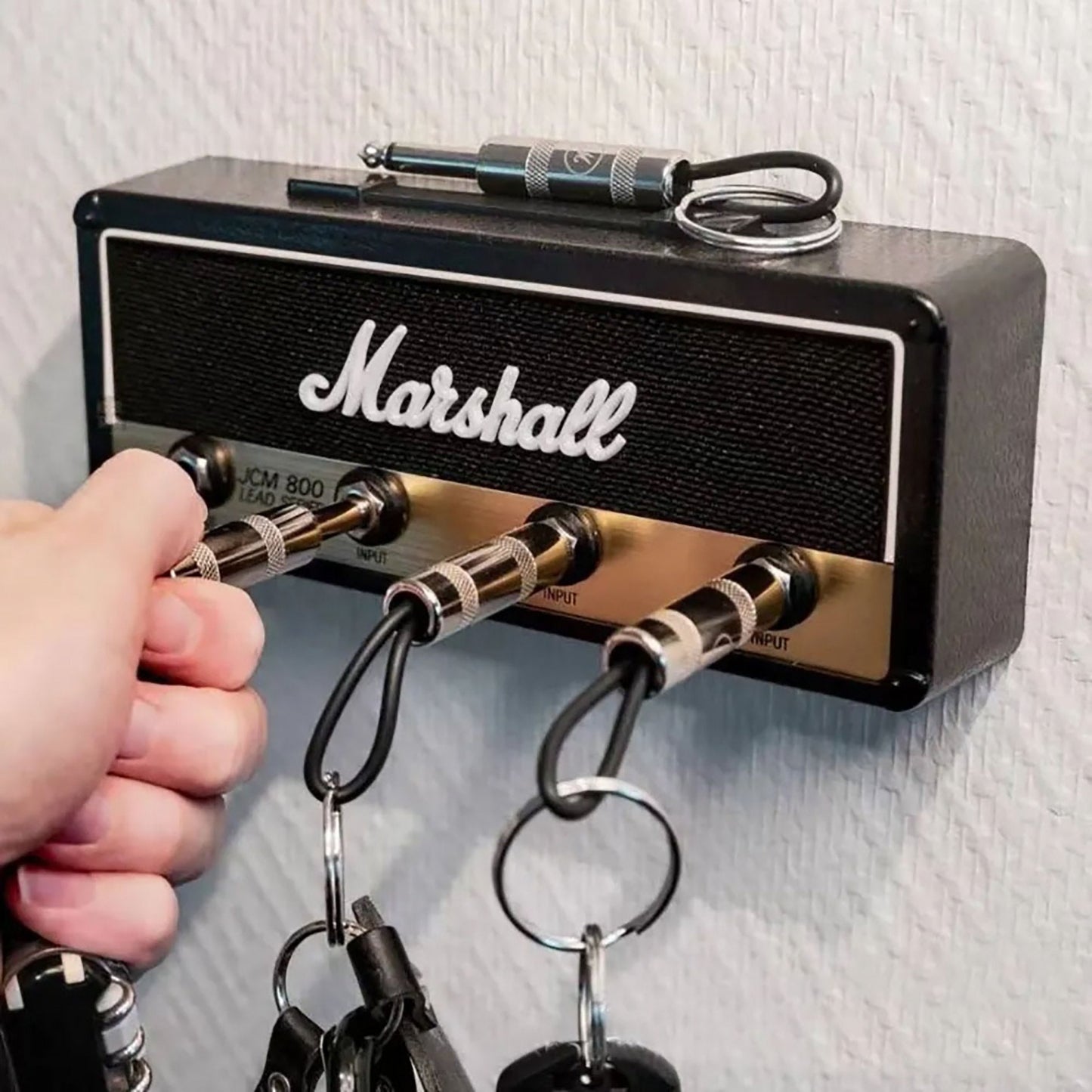 Majesta Amplifier Design Wall Key Holder with Guitar Plug Keychains for Music Lovers 4