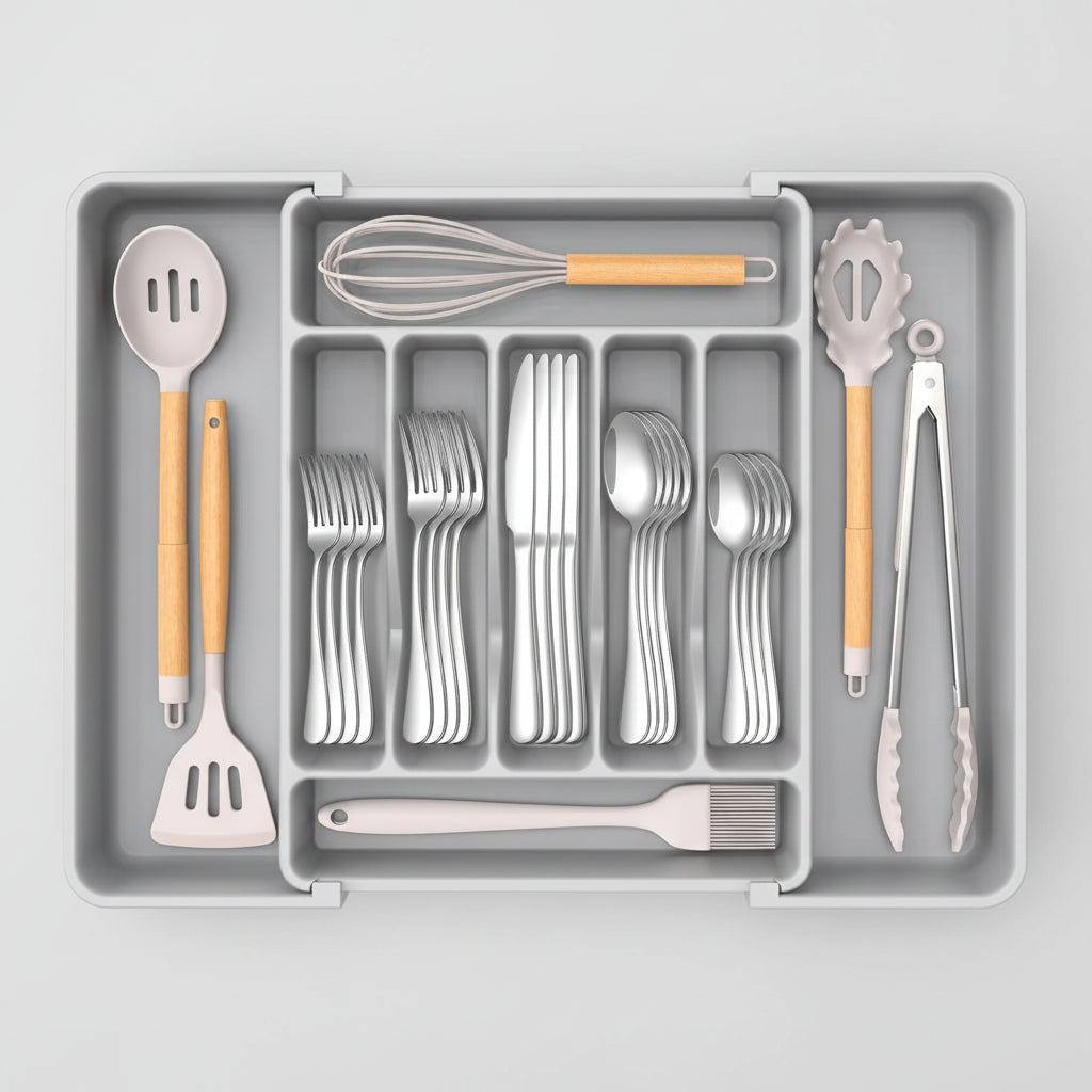 Majesta Extra Large Expandable Silverware Organizer - Kitchen Drawer Organizer with Adjustable Compartments 2