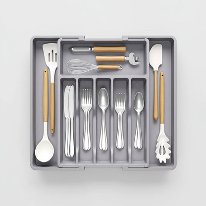 Majesta Extra Large Expandable Silverware Organizer - Kitchen Drawer Organizer with Adjustable Compartments 3
