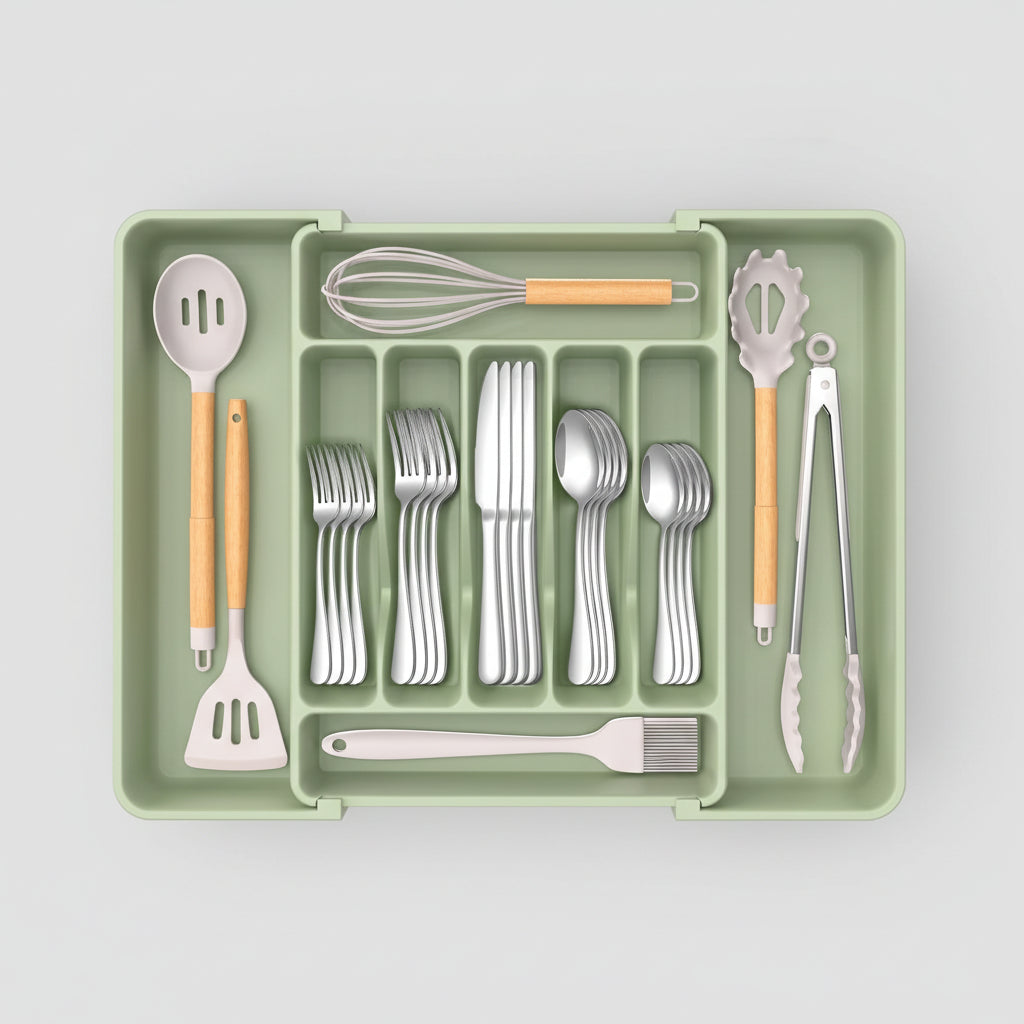 Majesta Extra Large Expandable Silverware Organizer - Kitchen Drawer Organizer with Adjustable Compartments 4