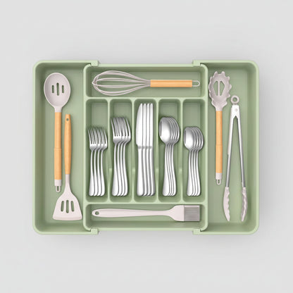 Majesta Extra Large Expandable Silverware Organizer - Kitchen Drawer Organizer with Adjustable Compartments 4