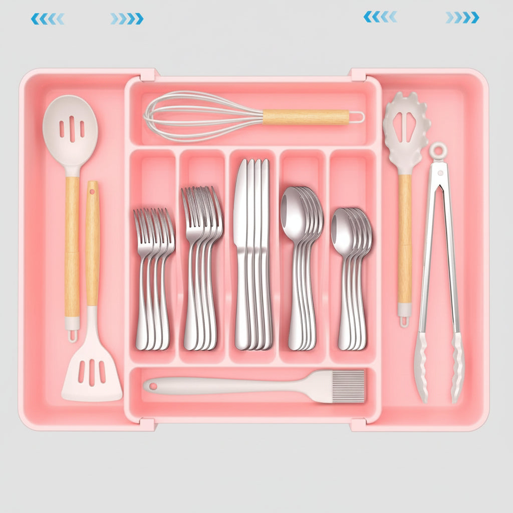 Majesta Extra Large Expandable Silverware Organizer - Kitchen Drawer Organizer with Adjustable Compartments 6