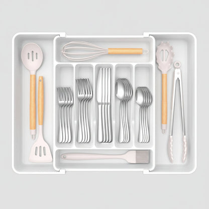 Majesta Extra Large Expandable Silverware Organizer - Kitchen Drawer Organizer with Adjustable Compartments 8
