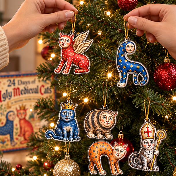 Royora Ugly Medieval Cats Advent Calendar 24 Day Holiday Countdown Figurine Set