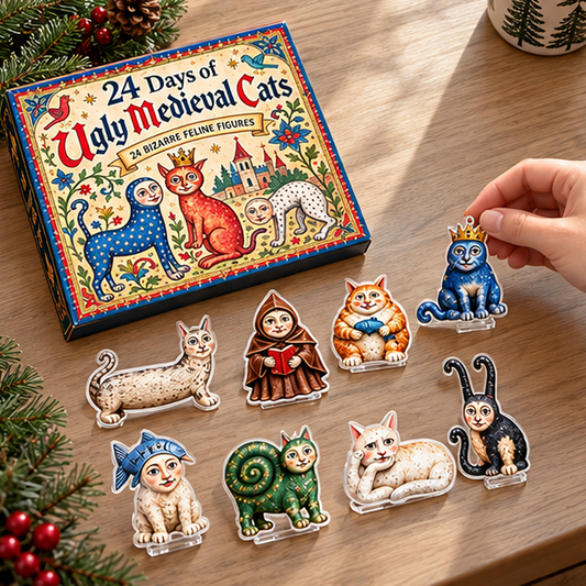 Royora Ugly Medieval Cats Advent Calendar 24 Day Holiday Countdown Figurine Set