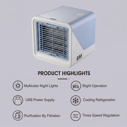Mini Evaporative Air Cooler Fan | 120° Airflow | 3 Speed Settings | Night Light | USB Powered 3