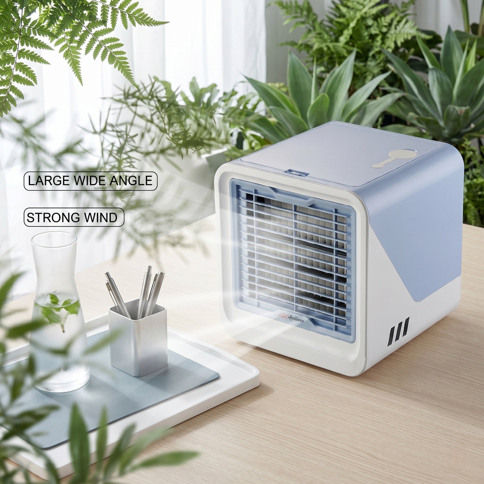 Mini Evaporative Air Cooler Fan | 120° Airflow | 3 Speed Settings | Night Light | USB Powered 4