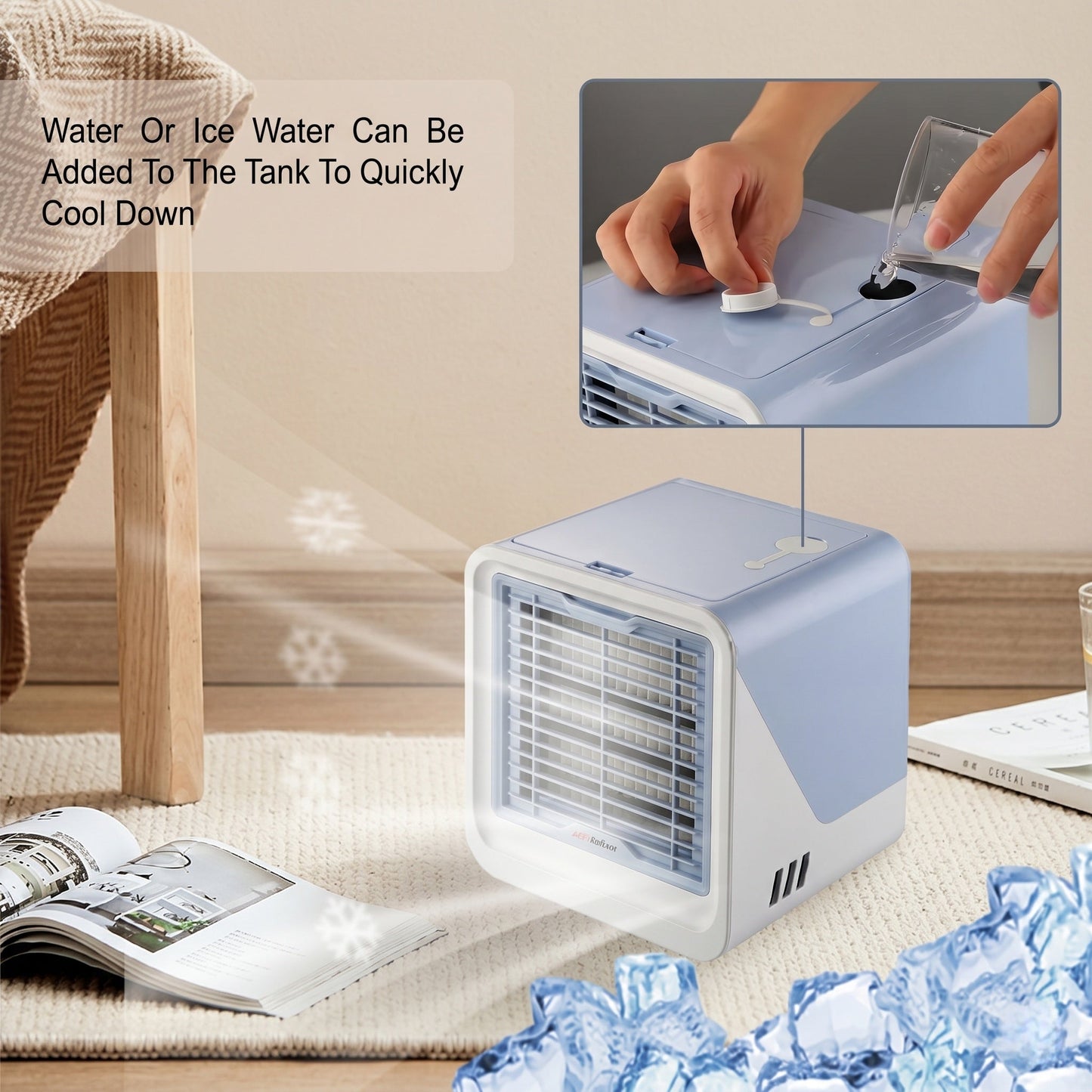 Mini Evaporative Air Cooler Fan | 120° Airflow | 3 Speed Settings | Night Light | USB Powered 5