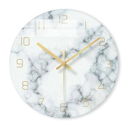 Minimalist Marble-Look Wall Clock – Modern Design with Gold Metal Hands 0