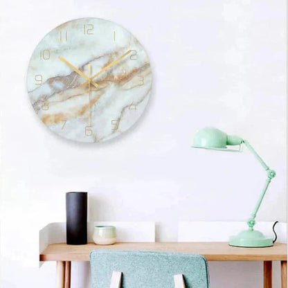 Minimalist Marble-Look Wall Clock – Modern Design with Gold Metal Hands 2