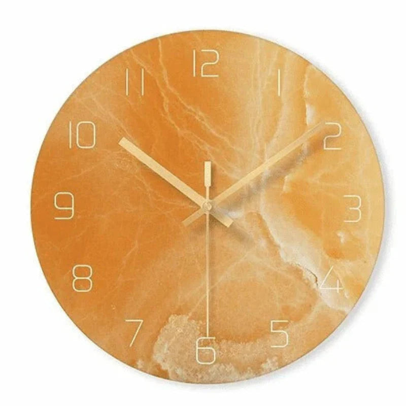 Minimalist Marble-Look Wall Clock – Modern Design with Gold Metal Hands 4