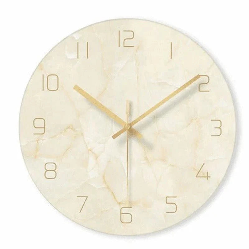 Minimalist Marble-Look Wall Clock – Modern Design with Gold Metal Hands 5