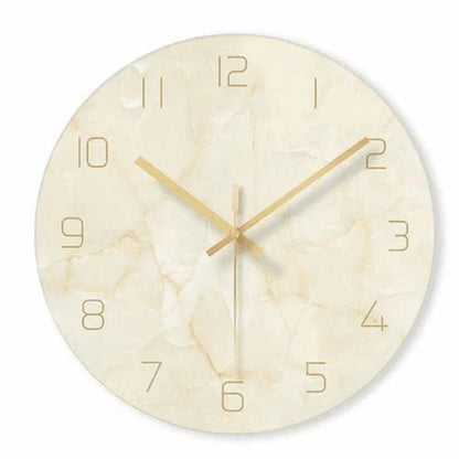 Minimalist Marble-Look Wall Clock – Modern Design with Gold Metal Hands 5