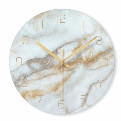 Minimalist Marble-Look Wall Clock – Modern Design with Gold Metal Hands 6