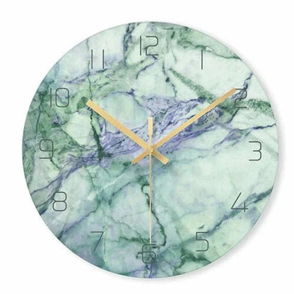 Minimalist Marble-Look Wall Clock – Modern Design with Gold Metal Hands 7