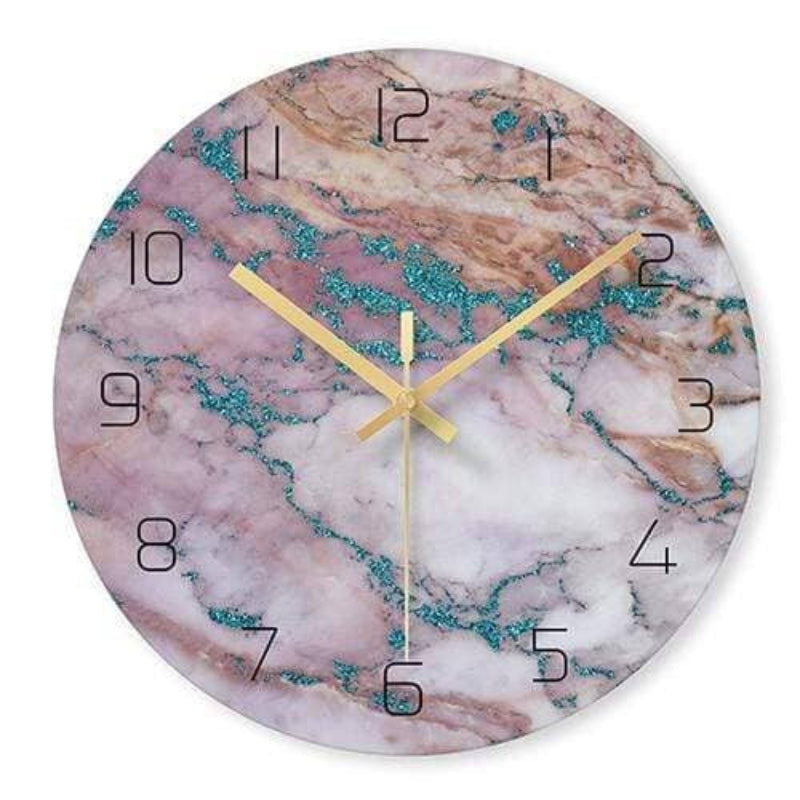 Minimalist Marble-Look Wall Clock – Modern Design with Gold Metal Hands 8