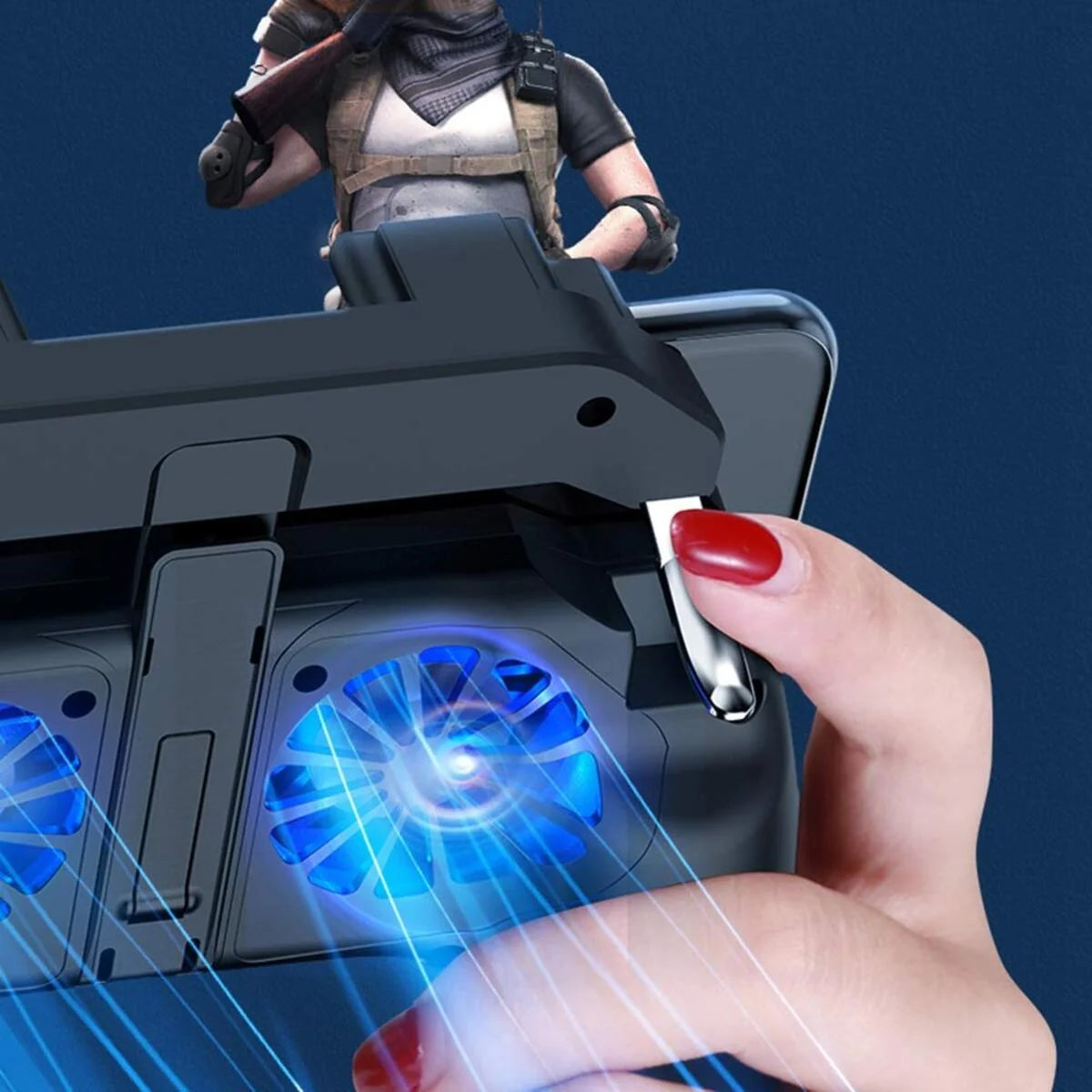 Mobile Gaming Controller with Cooling Fan 4-Finger Gamepad for iOS & Android 4
