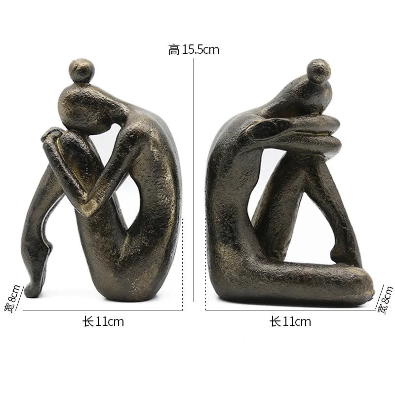 Modern Thinker Girl Statue - Abstract Character Home Decor 0