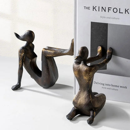 Modern Thinker Girl Statue - Abstract Character Home Decor 5