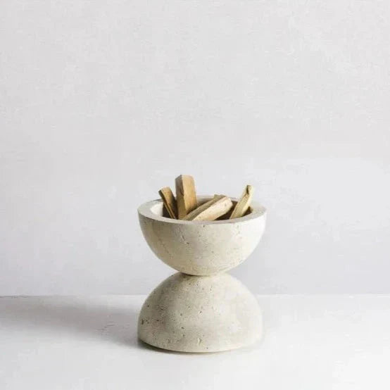 Royora Travertine Stone Orb Incense Burner - Elegant Home Decor and Aromatherapy