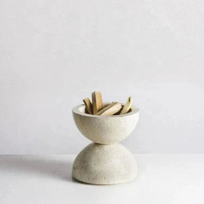 Royora Travertine Stone Orb Incense Burner - Elegant Home Decor and Aromatherapy