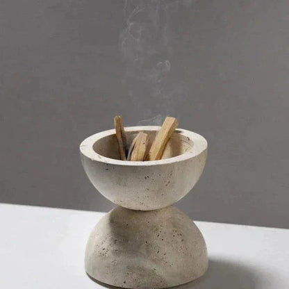 Royora Travertine Stone Orb Incense Burner - Elegant Home Decor and Aromatherapy