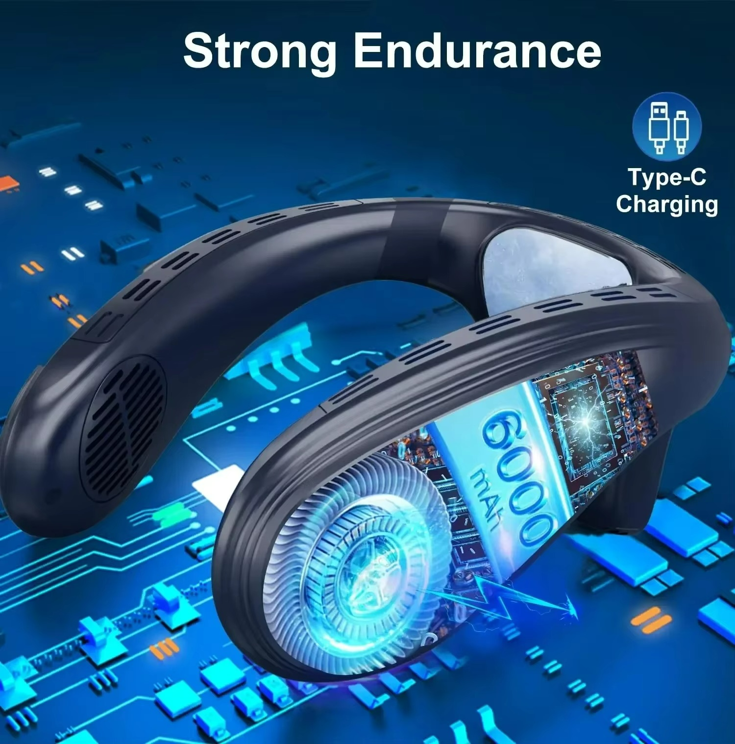 Neck Fan | Portable Wearable Cooling Fan | 360° Airflow | Semiconductor Cooling | USB-C Rechargeable 5