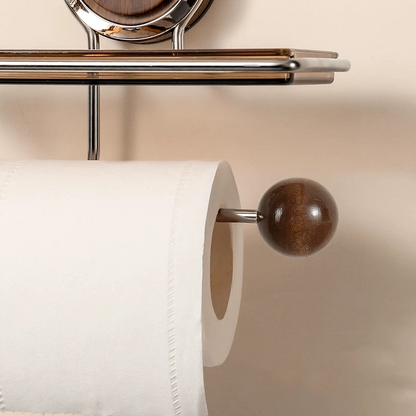 No-Drill Suction Toilet Paper Holder Stand with Wood-Grain Design – Stainless Steel, Easy Installation for Smooth Surfaces 4