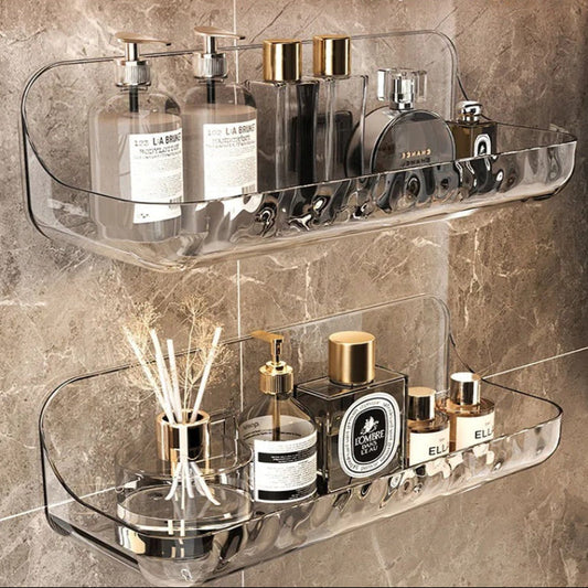 No Drill Bathroom Shelf Wall Storage Rack Easy Install 0