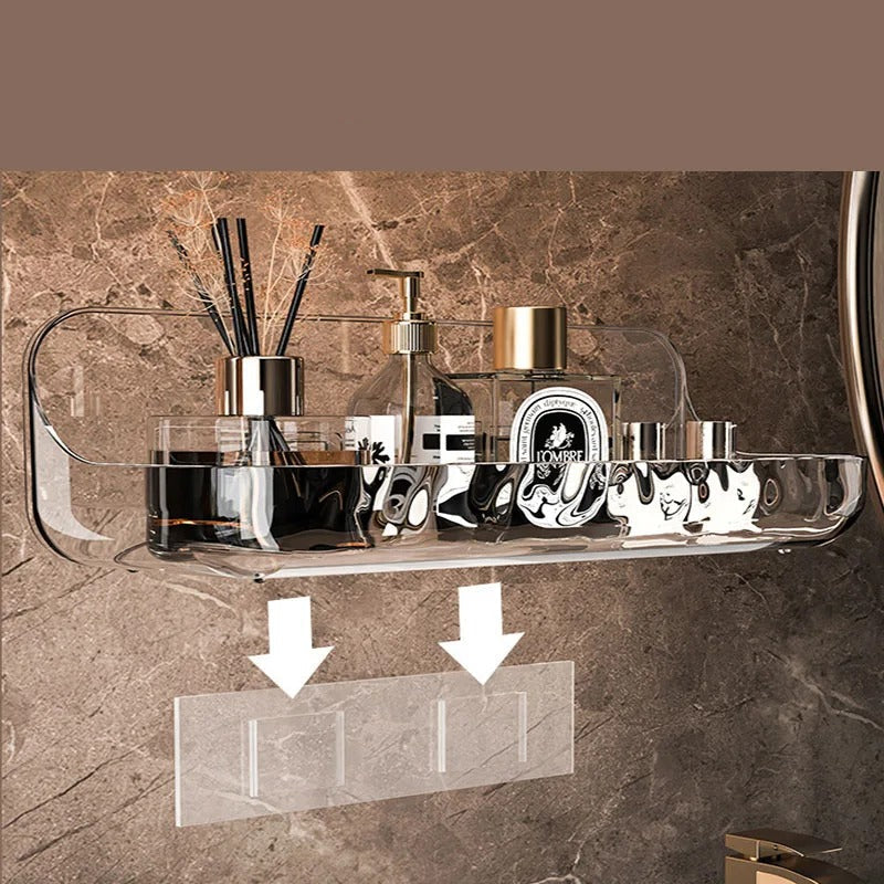 No Drill Bathroom Shelf Wall Storage Rack Easy Install 4