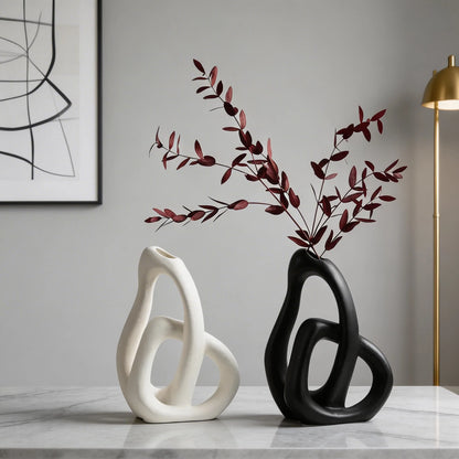 Nordic Ceramic Vase Irregular Shape for Dried Flowers Home Decoration Accent Piece 1