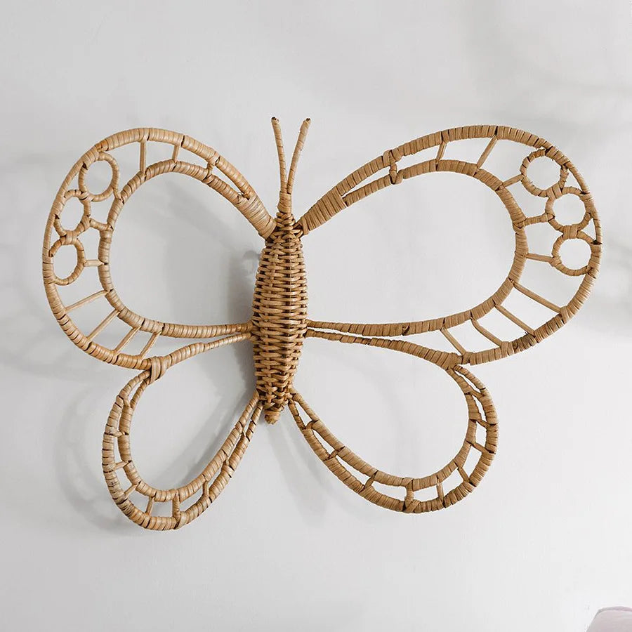 Nordic Natural Rattan Hand-Woven Butterfly Wall Ornament | Boho Home Decor 0