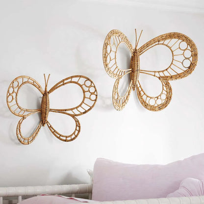 Nordic Natural Rattan Hand-Woven Butterfly Wall Ornament | Boho Home Decor 1