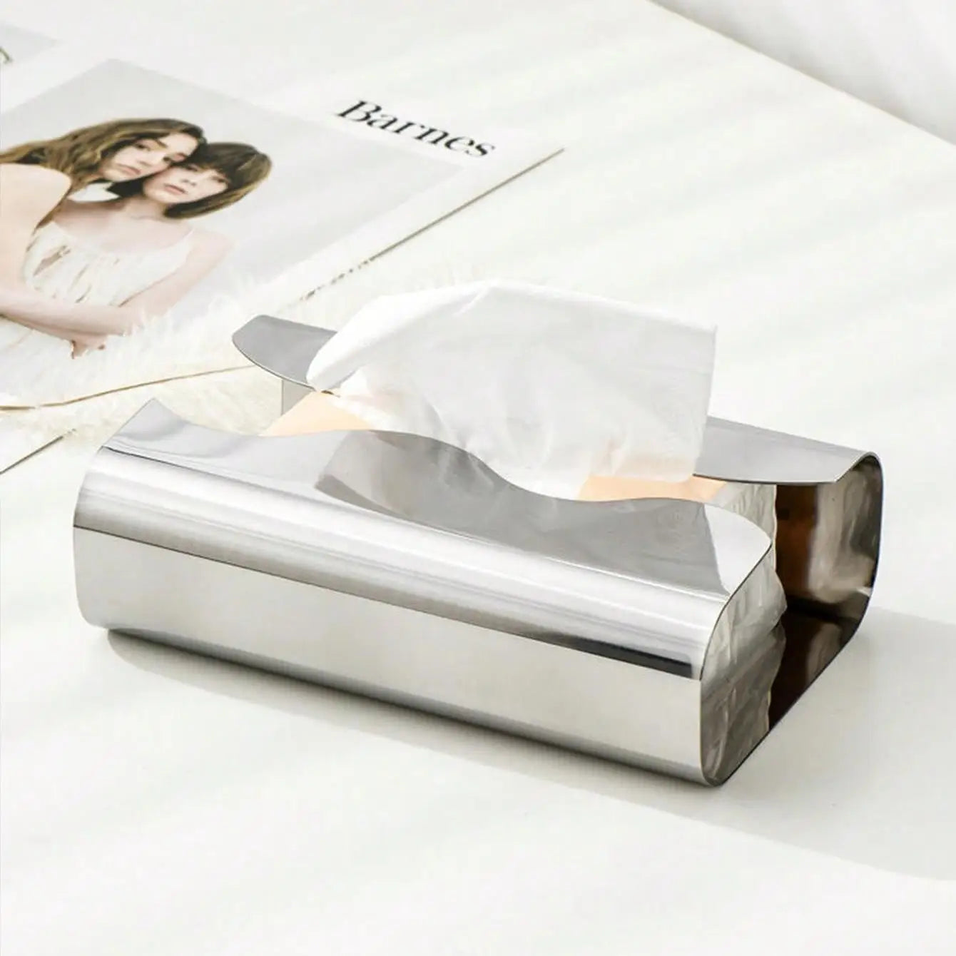 Nordic Stainless Steel Mirror Napkin Holder Desktop 6
