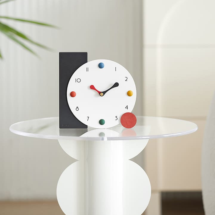 Royora Modern Bauhaus Minimalist Desk Clock with Colorful Dots - Silent Table Clock