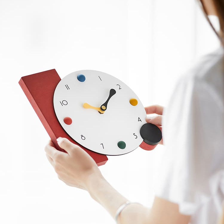 Royora Modern Bauhaus Minimalist Desk Clock with Colorful Dots - Silent Table Clock