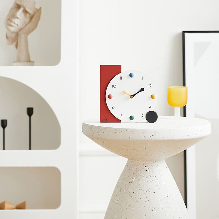 Royora Modern Bauhaus Minimalist Desk Clock with Colorful Dots - Silent Table Clock
