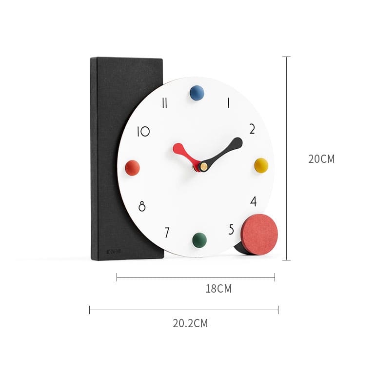 Royora Modern Bauhaus Minimalist Desk Clock with Colorful Dots - Silent Table Clock