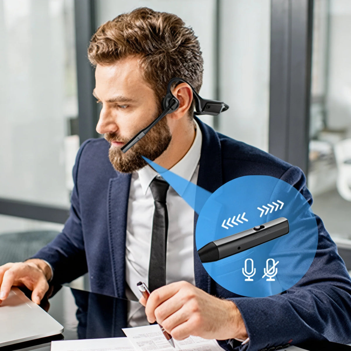 Open Ear Bluetooth Headphones with Boom Microphone & aptX Low Latency 4