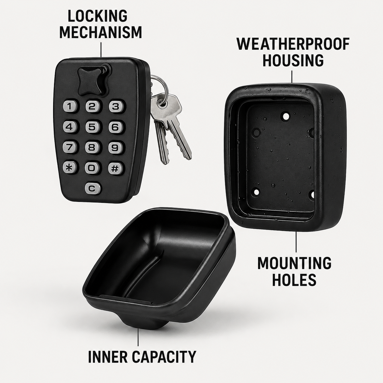 Outdoor Key Box – Weather-resistant metal, compact design for wall mounting in the garden or outdoor area 1