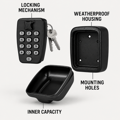 Outdoor Key Box – Weather-resistant metal, compact design for wall mounting in the garden or outdoor area 1