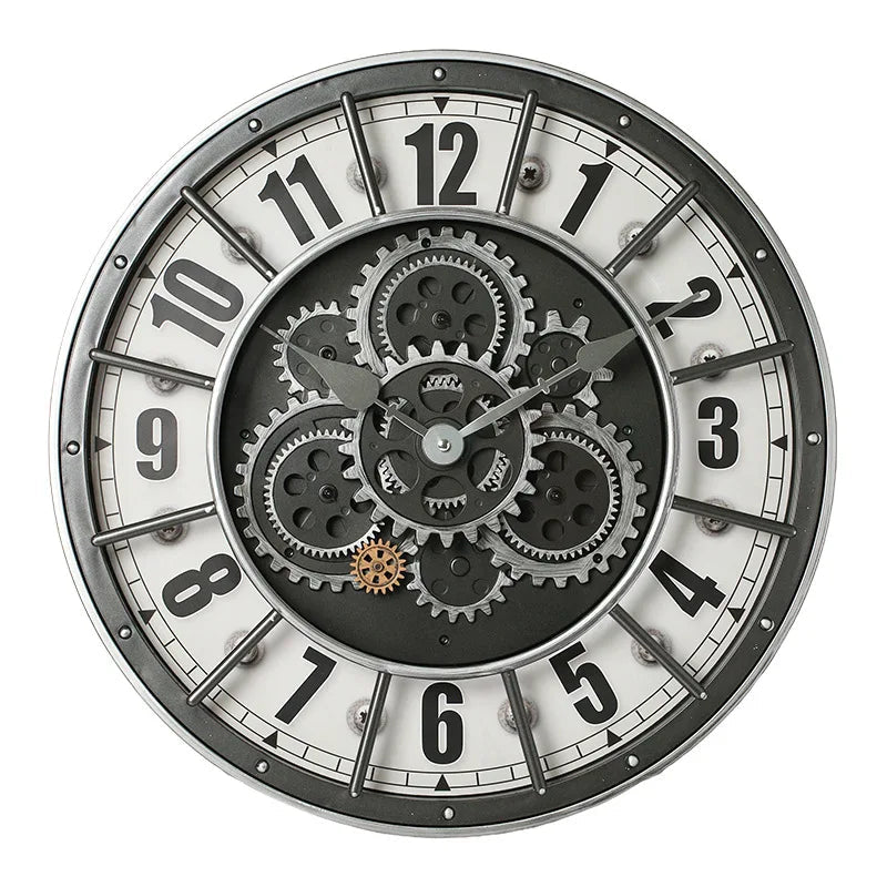 Oversized Industrial Moving Gear Roman Numeral Wall Clock 4