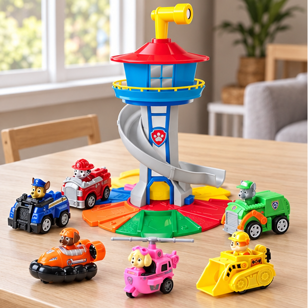 Royelle Spiral Car Track Playset Tower With Rescue Vehicles And Toy Cars