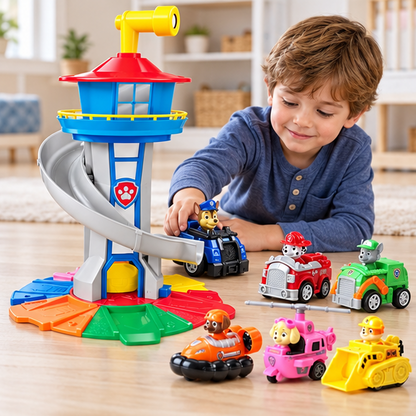 Royelle Spiral Car Track Playset Tower With Rescue Vehicles And Toy Cars
