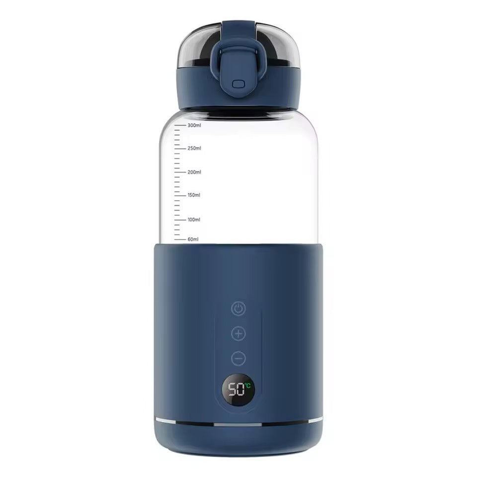 Portable Baby Bottle Warmer | USB | Borosilicate Glass | 300ml | 37–55°C | LED Display | 8hr 3